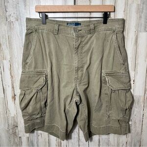 Vintage Y2K Polo Ralph Lauren Olive Military‎ Cargo Shorts Mens Size 35